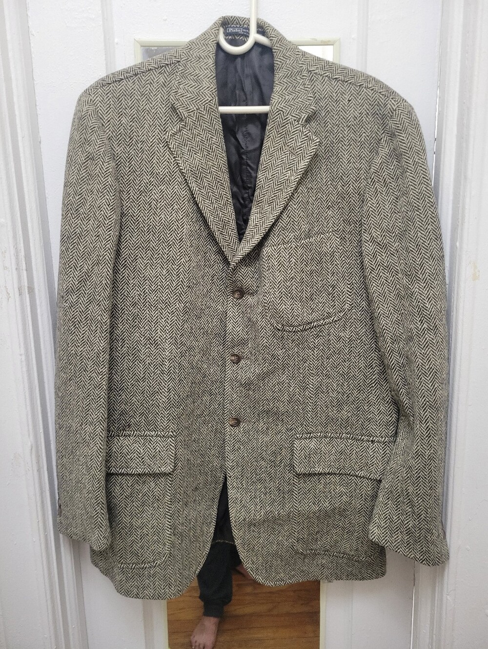 Vintage Polo Ralph Lauren Herringbone Tweed Sport Coat Jacket As Is 42 L